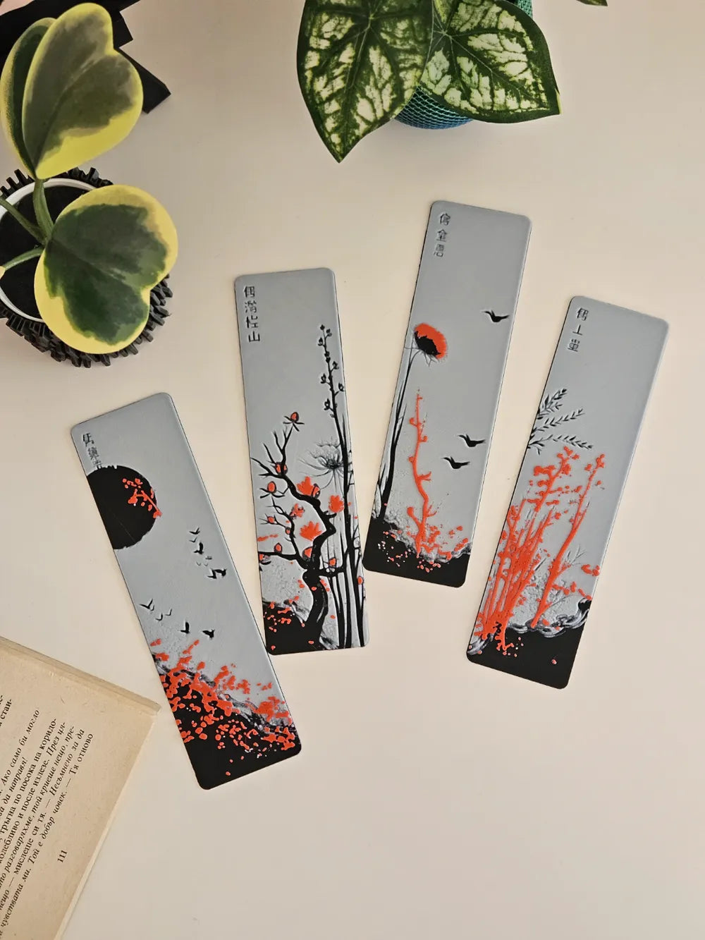 Red Blossom Bookmark Set